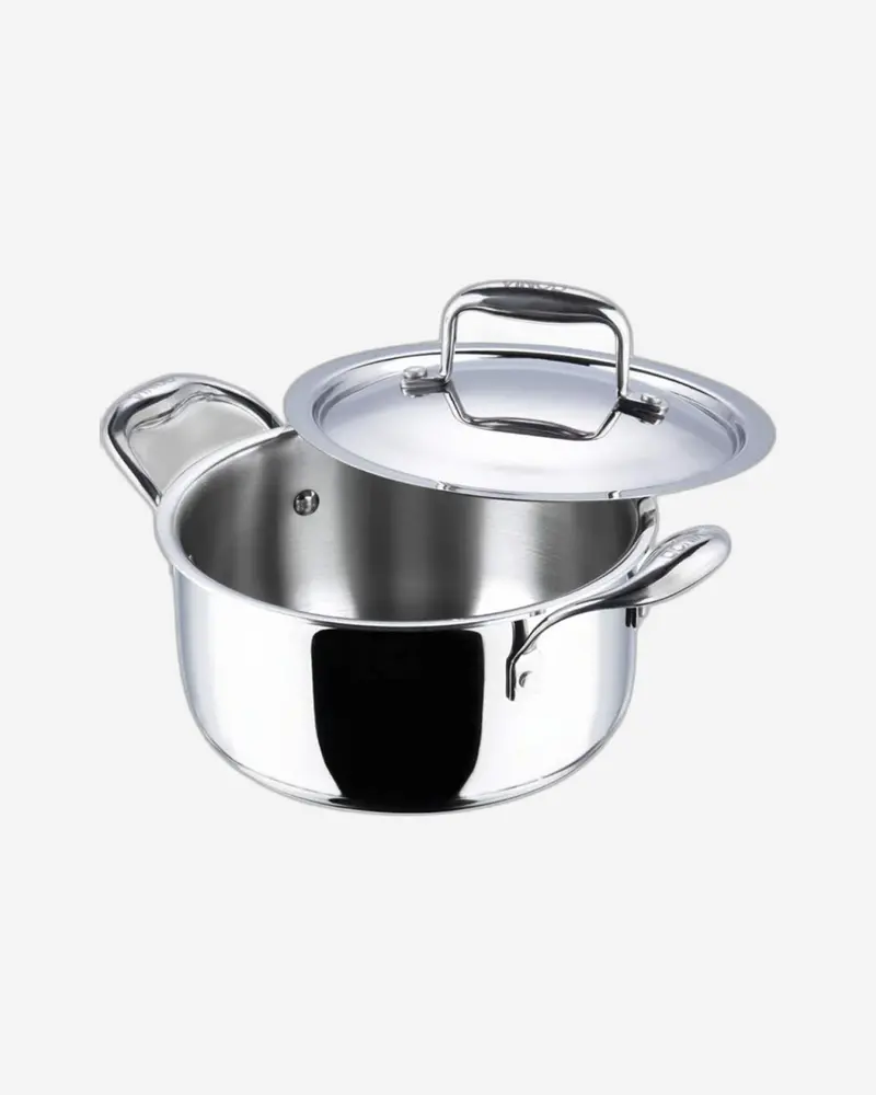 Vinod Platinum Triply Stainless Steel Saucepan – 20 Cm, 3 L, 2.5 Mm Heavy-Gauge 1