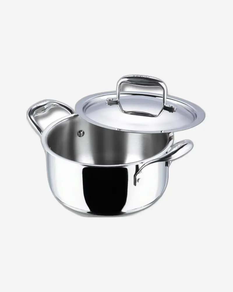Vinod Platinum Triply Stainless Steel Saucepan With Lid – 26 Cm, 6.8 L, Non-Stick Interior 1