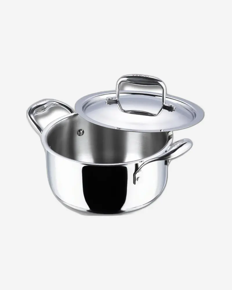 Vinod Platinum Triply Stainless Steel Saucepot With Lid – 24 Cm, 5 L, Induction-Ready 1