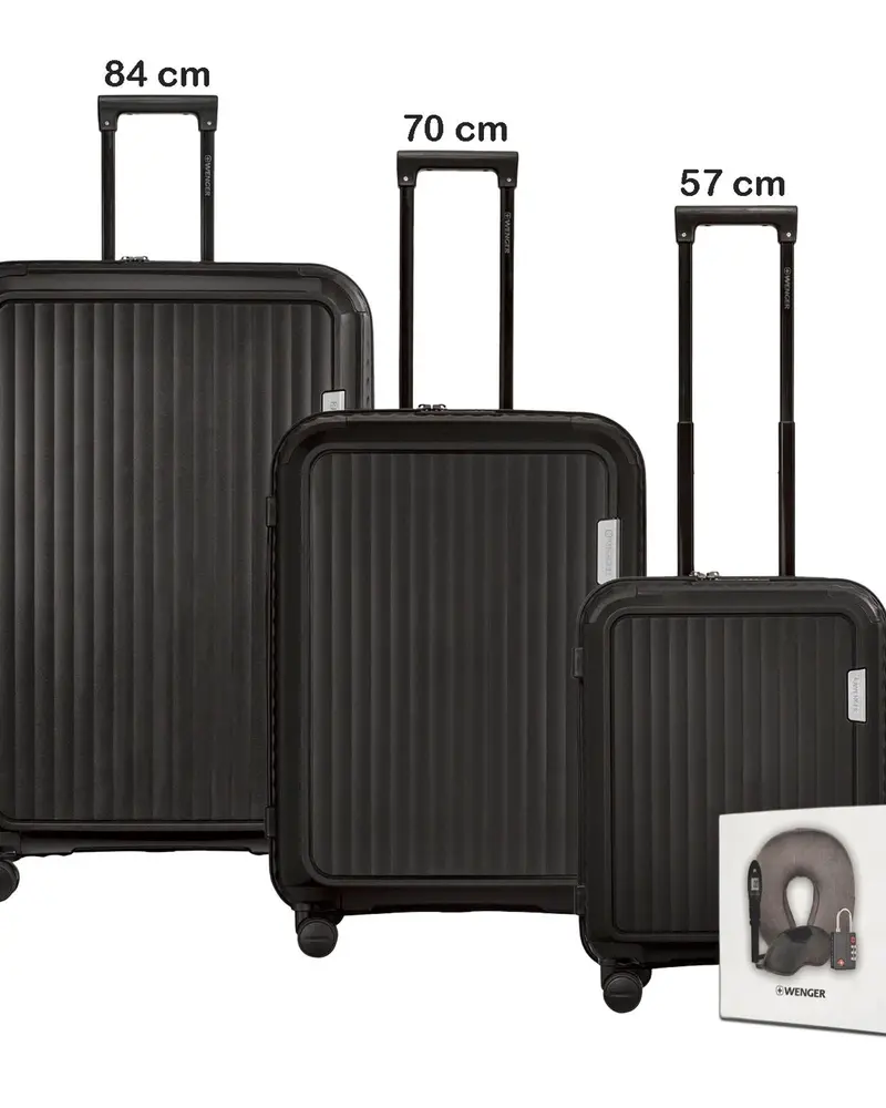 Wenger Optimo Luggage Set: 3-Piece Expandable Trolley Collection (54Cm + 68Cm + 81Cm) With Complimentary Travel Kit 1