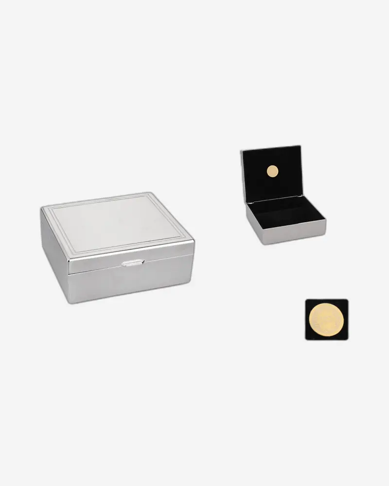Winko Parallel Rectangular Trinket Box – Nickel Finish With Black Lining 1