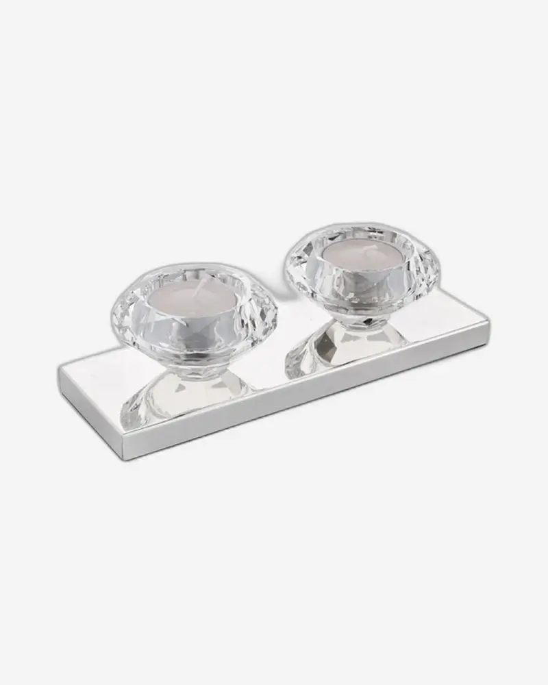 Winko Two-Light Tealight Holder With Glass Diamond Accents 1
