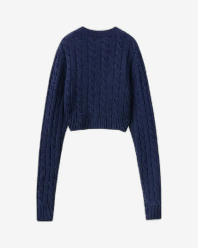 Wool-Blend Cropped Hair-Knit Sweater 1