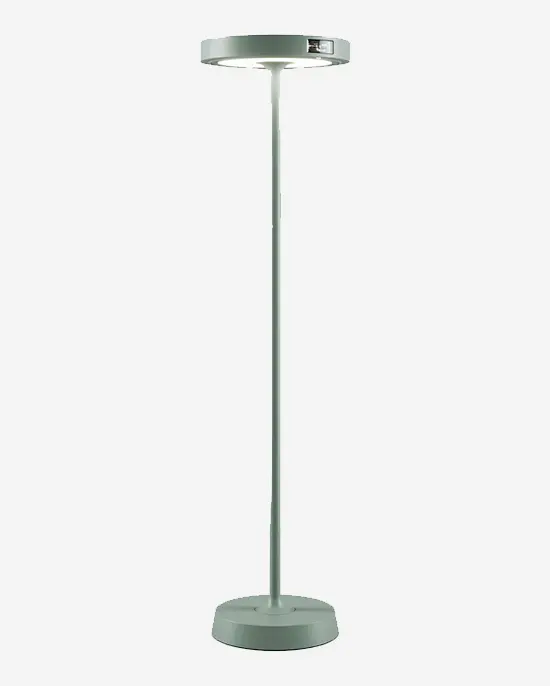 Zafferano Barbell Adjustable Floor Lamp In Sage Green With Remote Control 1
